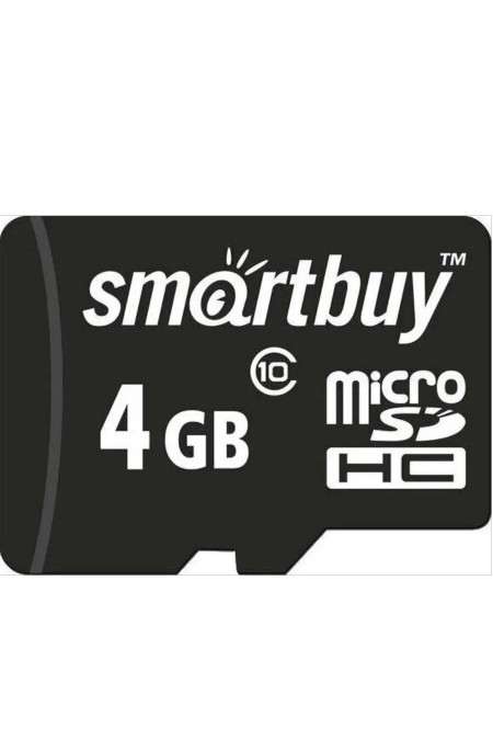 Карта памяти SMARTBUY MicroSDHC Class10 4GB (SB4GBSDCL10-00) (черный) 