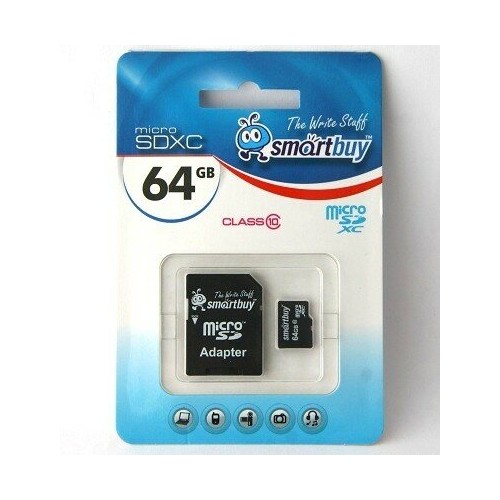 Карта памяти SmartBuy MicroSDHC Class10 64GB SB64GBSDCL10-01 + SD адаптер (черный) 5