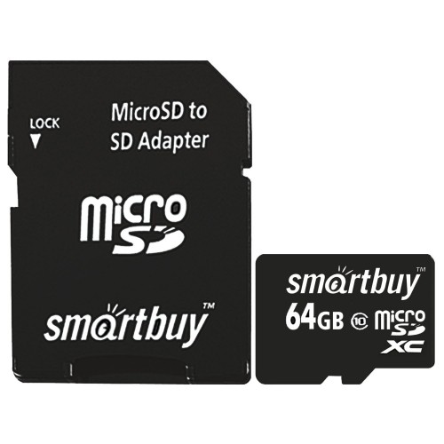 Карта памяти SmartBuy MicroSDHC Class10 64GB SB64GBSDCL10-01 + SD адаптер (черный) 6