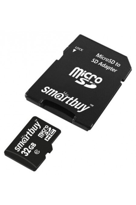 Карта памяти SMARTBUY MicroSDHC Class10 (SB32GBSDCL10-01LE) 32GB + SD адаптер (черный) 