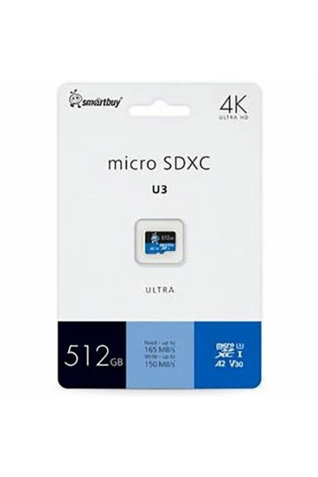 Карта памяти SMARTBUY MicroSDXC Class 10 Ultra U3 A2 V30 512GB (SB512GBSDU3UL01) 
