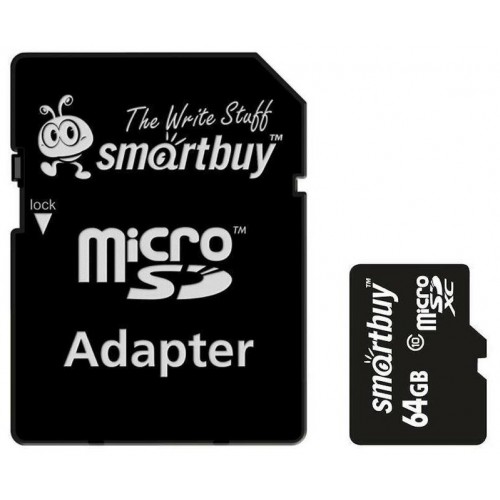 Карта памяти SMARTBUY MicroSDXC Class10 LE (SB64GBSDCL10-01LE) 64GB + SD адаптер (черный) 1