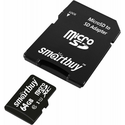 Карта памяти SMARTBUY MicroSDXC Class10 LE (SB64GBSDCL10-01LE) 64GB + SD адаптер (черный) 3