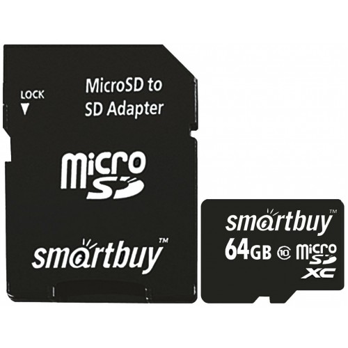 Карта памяти SMARTBUY MicroSDXC Class10 LE (SB64GBSDCL10-01LE) 64GB + SD адаптер (черный) 9