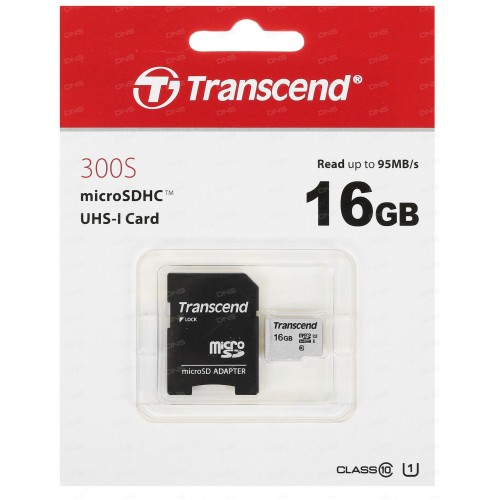 Карта памяти Transcend microSD 300S Class 10 UHS-I U1 ( TS16GUSD300S ) 16GB (серебристый) 2