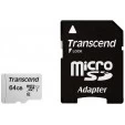  Transcend microSD 300S Class 10 UHS-I U1 A1 64GB + SD адаптер (TS64GUSD300S-A)