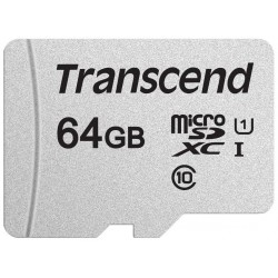 Карта памяти Transcend microSD 300S Class 10 UHS-I U1 A1 64GB (TS64GUSD300S) (серебристый)
