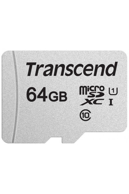 Карта памяти Transcend microSD 300S Class 10 UHS-I U1 A1 64GB (TS64GUSD300S) (серебристый) 