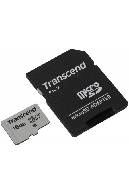 Карта памяти Transcend microSD 300S Class 10 UHS-I U1 ( TS16GUSD300S ) 16GB (серебристый) 