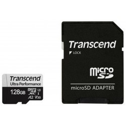 Карта памяти Transcend microSD 340S Class 10 UHS-I U3 A2 128GB + SD адаптер (TS128GUSD340S) (черный)