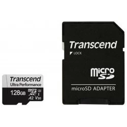 Карта памяти Transcend microSD 340S Class 10 UHS-I U3 A2 128GB + SD адаптер (TS128GUSD340S) (черный)