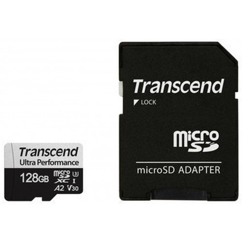 Карта памяти Transcend microSD 340S Class 10 UHS-I U3 A2 128GB + SD адаптер (TS128GUSD340S) (черный) 