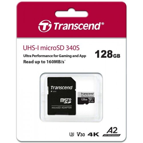 Карта памяти Transcend microSD 340S Class 10 UHS-I U3 A2 128GB + SD адаптер (TS128GUSD340S) (черный) 2