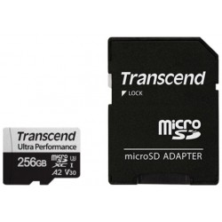 Карта памяти Transcend microSD 340S Class 10 UHS-I U3 A2 256GB + SD адаптер (TS256GUSD340S) (черный)