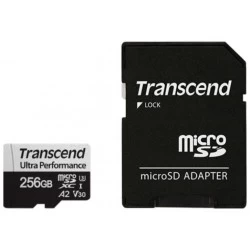 Карта памяти Transcend microSD 340S Class 10 UHS-I U3 A2 256GB + SD адаптер (TS256GUSD340S) (черный)
