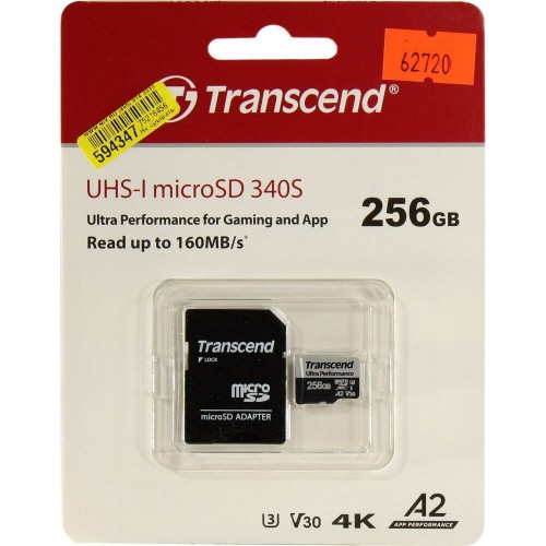 Карта памяти Transcend microSD 340S Class 10 UHS-I U3 A2 256GB + SD адаптер (TS256GUSD340S) (черный) 3