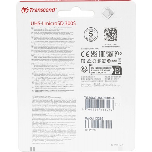 Карта памяти Transcend microSDXC 300S Class 10 U3 A1 V30 256GB (TS256GUSD300S-A) (черный) 9