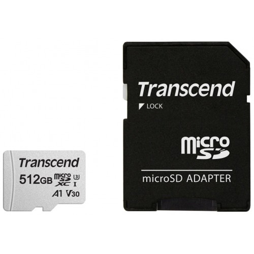 Карта памяти Transcend microSDXC I U3 V30 A1 512GB (серебристый) 