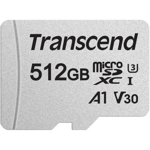 Карта памяти Transcend microSDXC I U3 V30 A1 512GB (серебристый) 2