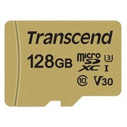 Карта памяти Transcend TS USD500S 128GB + SD адаптер (TS128GUSD500S) (золотой)