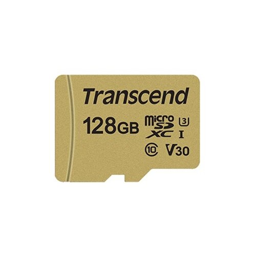Карта памяти Transcend TS USD500S 128GB + SD адаптер (TS128GUSD500S) (золотой) 
