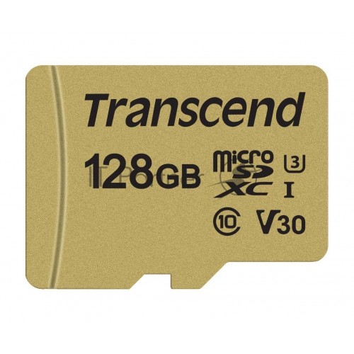 Карта памяти Transcend TS USD500S 128GB + SD адаптер (TS128GUSD500S) (золотой) 3