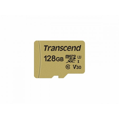 Карта памяти Transcend TS USD500S 128GB + SD адаптер (TS128GUSD500S) (золотой) 4