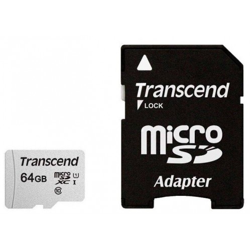 Карта памяти Transcend TS USDXC10V 64GB + SD адаптер (TS64GUSDXC10V) (серебристый) 1