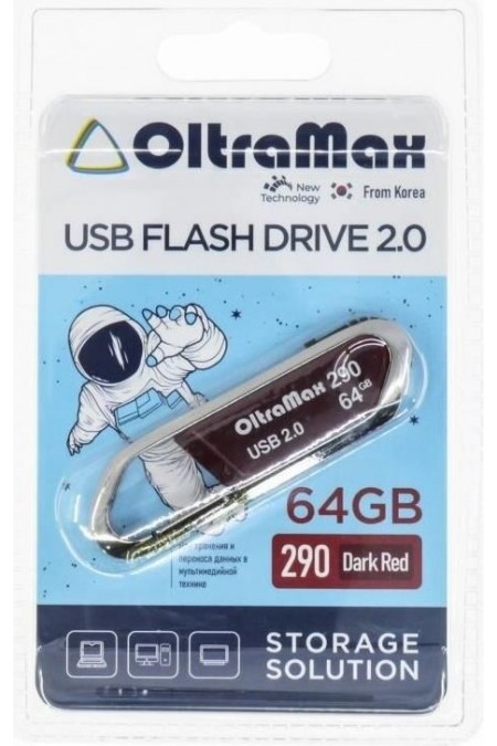 Флешка OLTRAMAX (OM-64GB-290) USB 2.0 64GB (темно-красный) 1