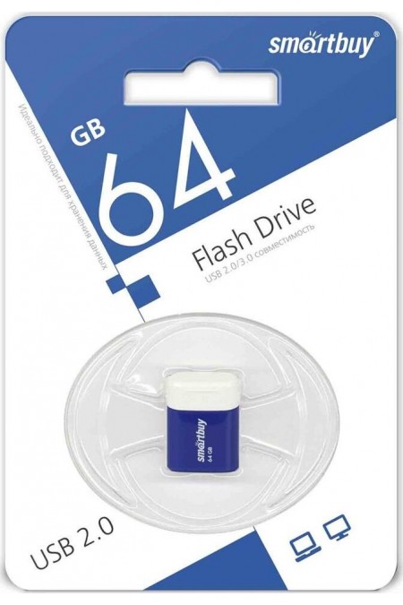 Флешка SMARTBUY (SB64GBLARA-B) USB 2.0 64GB (синий) 5