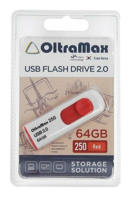 Флешка OLTRAMAX (OM-64GB-250) USB 2.0 64GB (красный) 4
