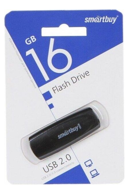Флешка SmartBuy USB 2.0 16GB (SB016Gb2SCK) (черный) 1