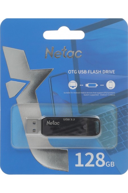 Флешка Netac US11 USB 3.2 Gen +TypeC 128GB (NT03US11C-128G-32BK) (серебристый) 1