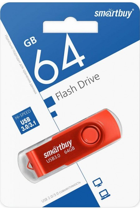 Флешка SMARTBUY Twist UFD 3.0/3.1 64GB (SB064GB3TWR) (красный) 6