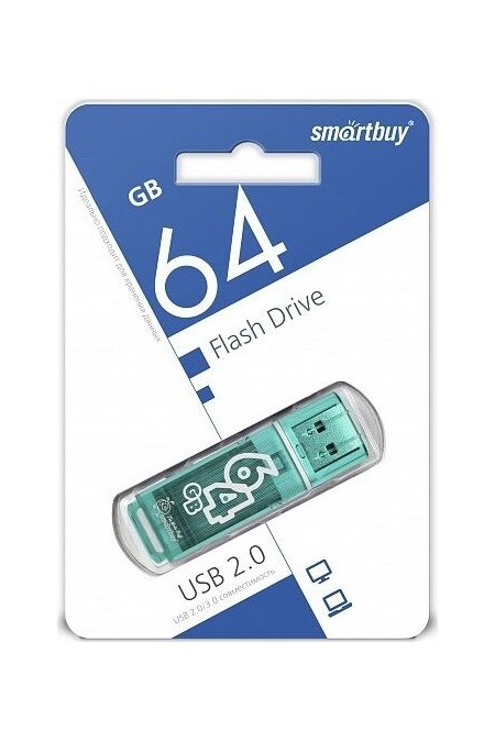 Флешка SMARTBUY Glossy series USB 2.0 64GB (SB64GBGS-G) (зеленый) 