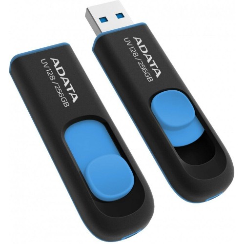 Флешка ADATA Flash Drive UV128 USB 3.2 256GB (AUV128-256G-RBE) (черный/синий) 