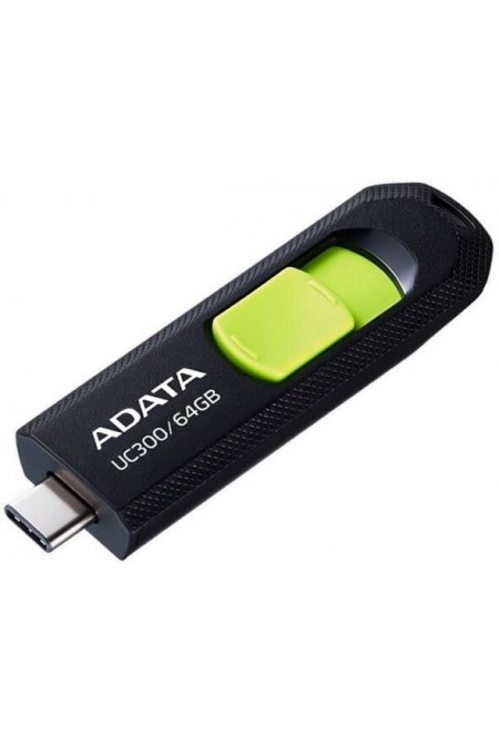 Флешка ADATA Type-C UC300 USB 3.2 64GB (ACHO-UC300-64G-RBK/GN) (черный/зеленый) 