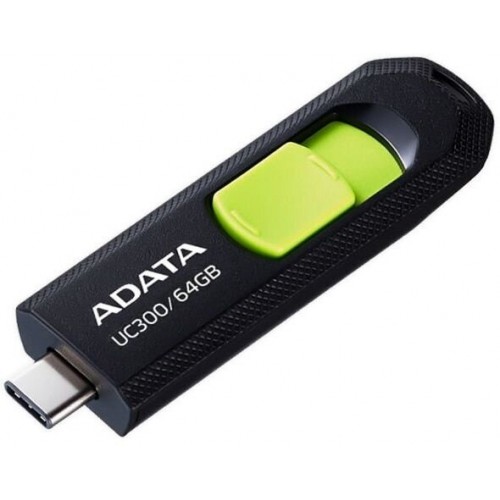 Флешка ADATA Type-C UC300 USB 3.2 64GB (ACHO-UC300-64G-RBK/GN) (черный/зеленый) 