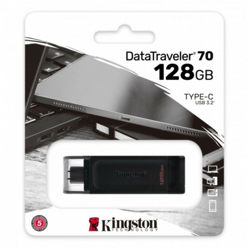 Флешка Kingston DataTraveler 70 USB3.2 Type-C 128GB (черный) 