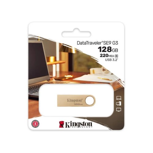 Флешка Kingston DataTraveler SE9 G3 USB 3.2 128GB (DTSE9G3) (золотой) 2