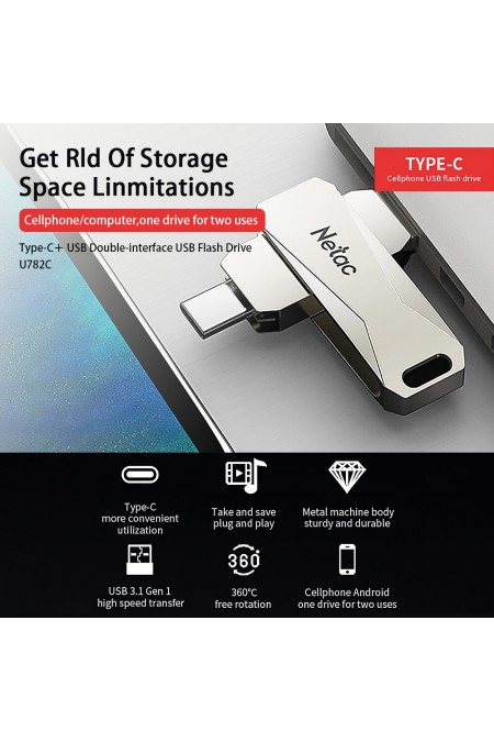 Флешка Netac U782C USB3.0 64GB (NT03U782C-064G-32PN) (серебристый) 1