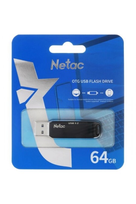 Флешка Netac US1 USB3.2 64GB (NT03US11C-064G-32BK) (черный/серебристый) 2