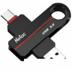 Флешка Netac US18 USB 3.2+TypeC 64GB (NT03US18C-064G-32BK) (черный)