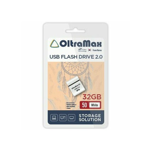 Флешка OLTRAMAX 50 (OM032GB-mini-50-W) USB 2.0 32GB (белый) 