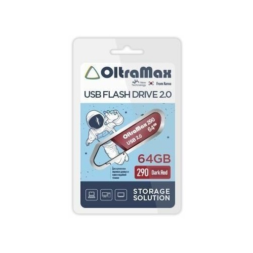 Флешка OLTRAMAX (OM-64GB-290) USB 2.0 64GB (темно-красный) 1