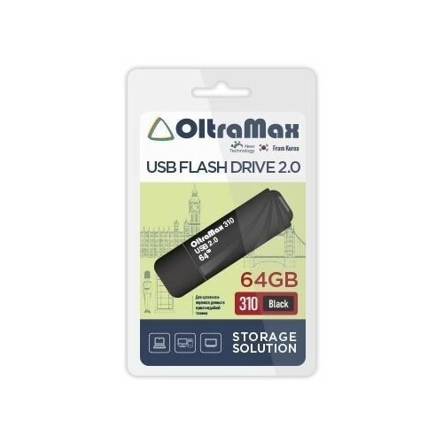 Флешка OLTRAMAX (OM-64GB-310) USB 2.0 64GB (черный) 1