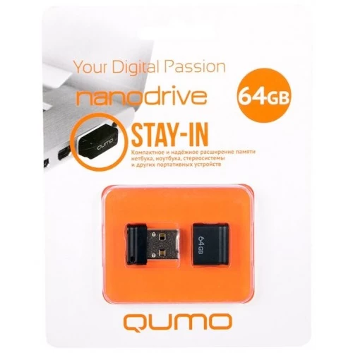Флешка QUMO NANO 64GB (QM64GUD-NANO-B) (черный) 1