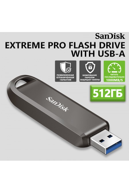 Флешка SanDisk Extreme PRO USB3.2 512GB (SDCZ820-512G-P46) (черный) 