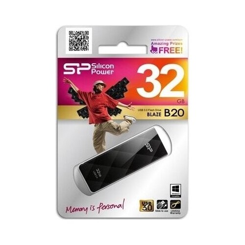 Флешка Silicon Power Blaze B20 32GB (SP032GBUF3B20V1K) (черный) 2