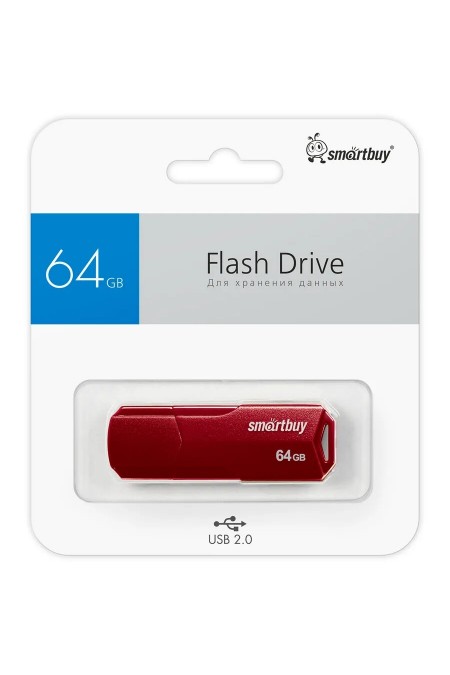 Флешка SMARTBUY CLUE USB 2.0 64GB (SB64GBCLU-BG) (буругунди) 3